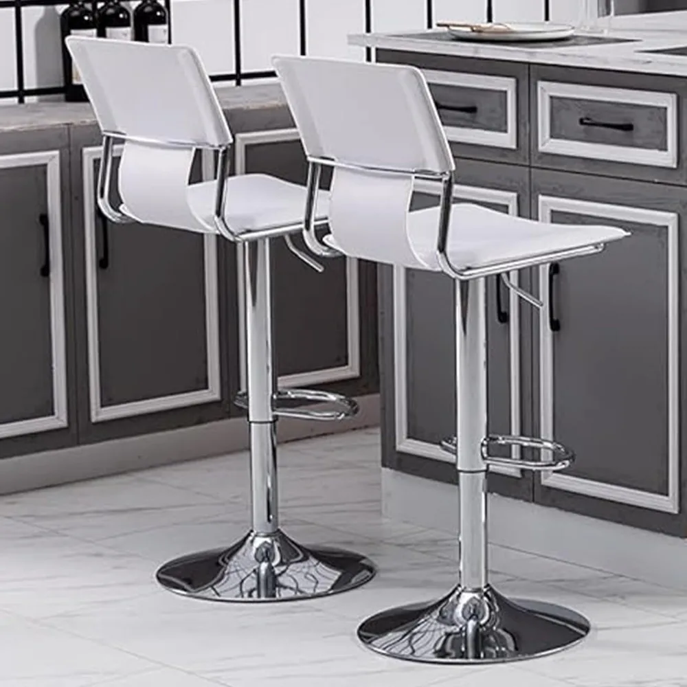 

Swivel Bar Stools Set of 2, PU Leather Bar Stools Set of 2 Counter Height Bar Stools with Back, Seat Height Adjustable from 23’’