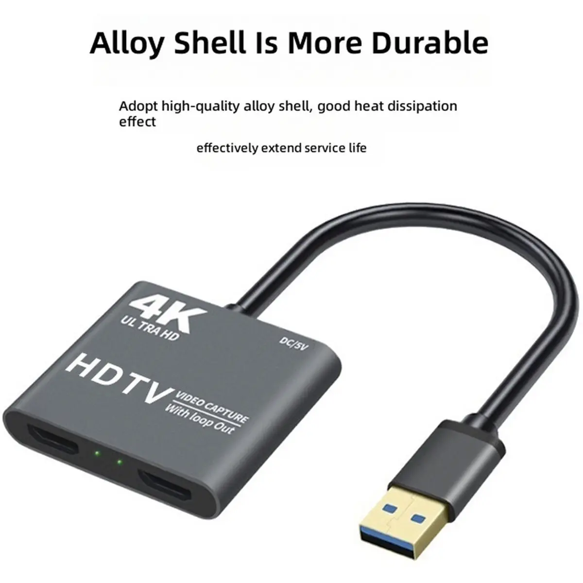 Video Capture USB 3.0 to -Compatible Capture with Loop Out 4K@30Hz 1080P@60Hz for Streaming Media Switch