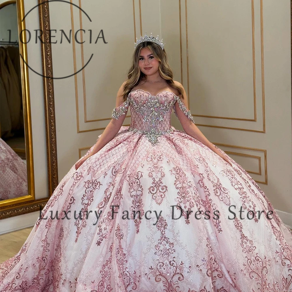 

Sparkling Applique Quinceanera Dresses Off Shoulder Diamond Ball Gowns Birthday Party Sweet 16 Customized vestido quinceañeras