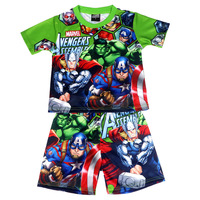 New Boy Sets Short-sleeved Summer Cartoon Avengers Kids Children Shorts Pajamas Outfits Marvel Clothes Suit 3-8 Y