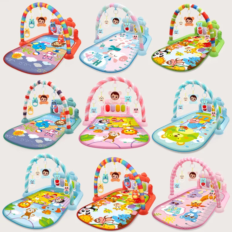 0-36M Baby Fitness Stand Baby Music Sports Pad Crawling Blanket Pedal Piano Game Baby Foot Piano Newborn Toy Excluding batteries