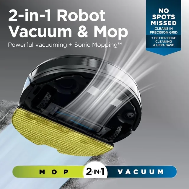 Matrix Plus 2-in-1 Robot Vacuum & Sonic Mop, Home Mapping, HEPA Bagless Self Empty Base with 30-Day Capacity, Customized 2