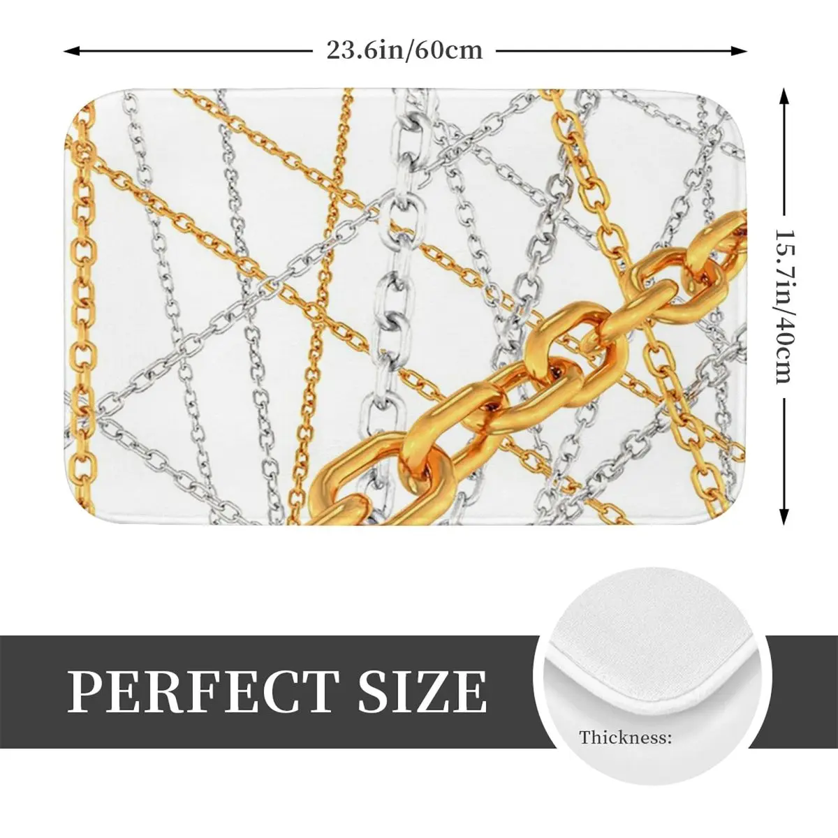 Jewelry Luxury Metal Chains Sparkle Anti-slip Doormat Floor Mat Carpet Rug for Kitchen Entrance Home Bedroom Footpad Mats