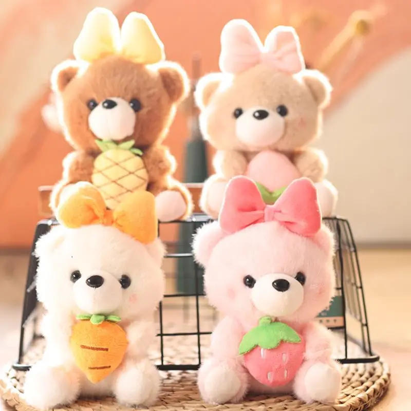 

Strawberry pineapple carrot bow bear pendant plush toy doll bag pendant keychain ragdoll doll