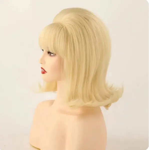 Perucas de cabelo sintético para mulheres, estilo colmeia retrô, look vintage, peruca fantasia de Halloween, pelucas pinup, anos 70, anos 60