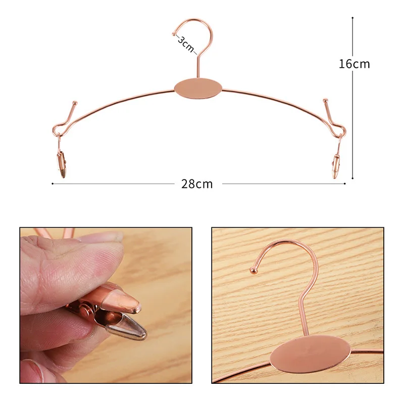 10 szt. Złoty Metal wieszak na biustonosz, antypoślizgowa bielizna wieszaki na ubrania z dwoma klipsami, schowek na ubrania Organizer na wiszące