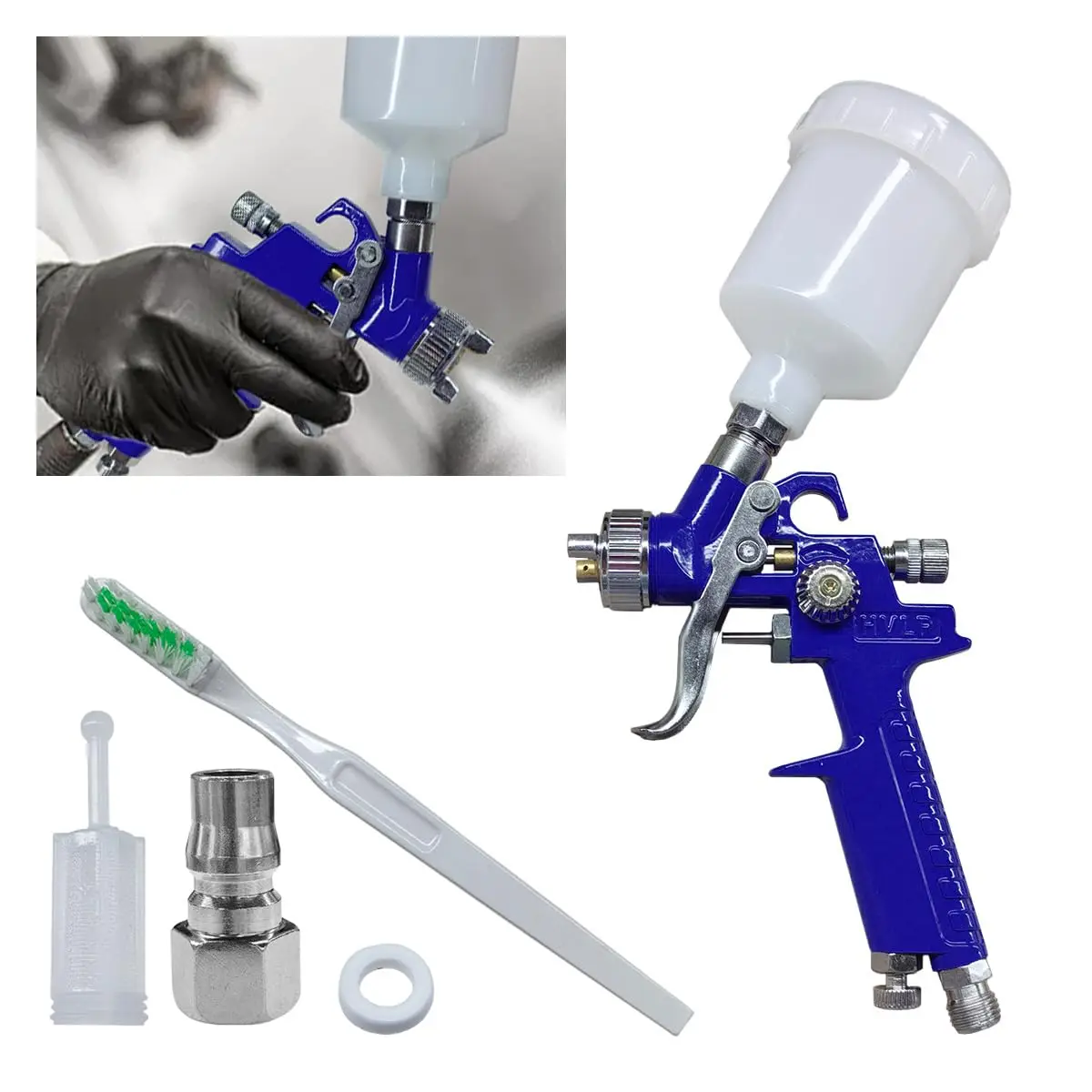 H-2000 Professional 0.5/0.8/1.0mm 125ml Cup HVLP Mini Spray Gun For Car Painting Repair Pneumatic Spray Gun Mini Spray Gun