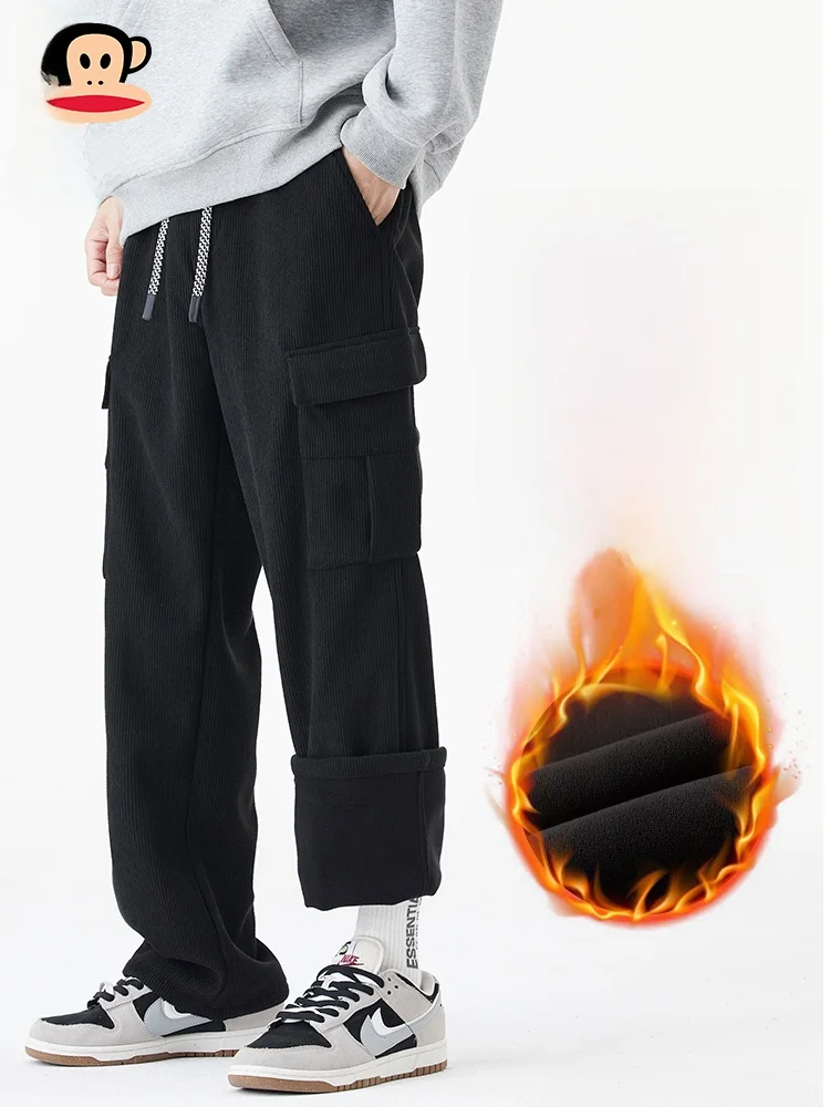 

PaulFrank Fce Lined Loose Fit Men's Workwear Pants Straight Leg Corduroy Casual Trousers Autumn New Sle Youth Active Sle