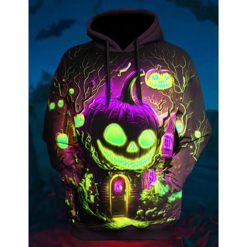 هوديي نمط Harajuku ثلاثية الأبعاد مطبوعة هالوين اليقطين طباعة مقنعين البلوز الرجال والنساء موضة قميص غير رسمي مقنعين البلوز