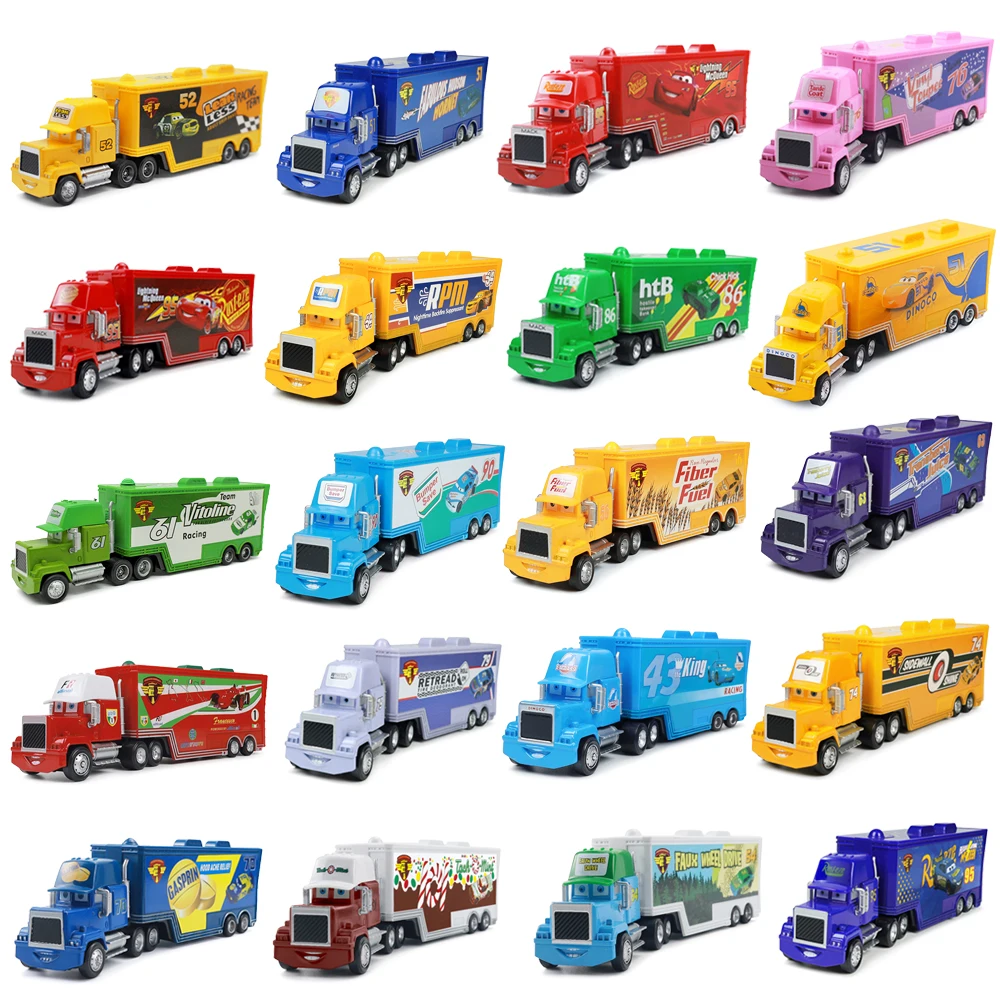 Cars Toy Truck Shiny Wax Leak Less Octane Gain RPM Piston Cup Racing Team Hauler Alloy Diecast Model Trailer Toys