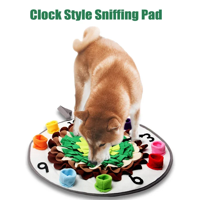 New Clock Shaped Dog Sniffing Mat Dog Cat Pet Slow Food Bowl Spot Anxiety Relief Hidden Food Sniff Puzzle Interactive Dog Toys