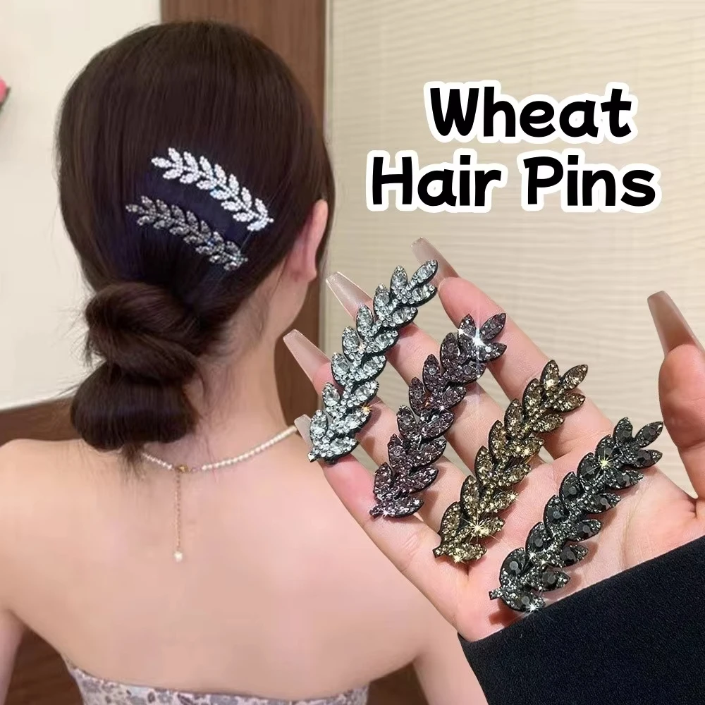 

1/4Pcs Fashion Mini Crystal Hair Pins Exquisite Rhinestone Ear of Wheat Duckbill Hair Clips Girl Side Barrettes Hair Accessories