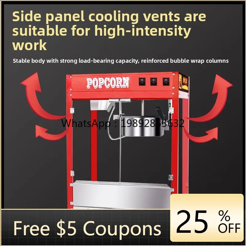 

ZZ Commercial Popcorn Machine Stall New Stainless Steel Fully Automatic Electric Heating Gas Popcorn Machine