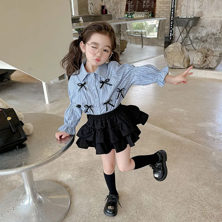 

Baby Girl Clothes Suit Girls Autumn Set 2024 New Foreign Style Baby Early Autumn Shirt Girls Fashion Blouse Skirt Two-piece Set