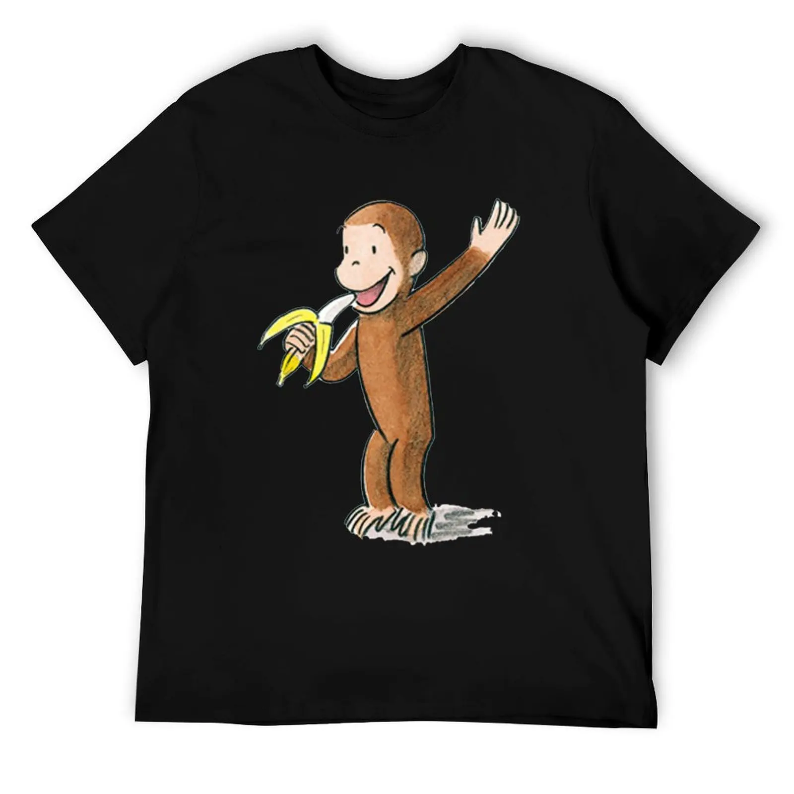 

Curious George eating a banana T-Shirt man t shirts high quality luxury brand t shirts designer T-Shirt