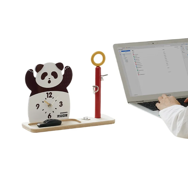 

Panda creative desk clock living room decoration desktop ornament entrance clock