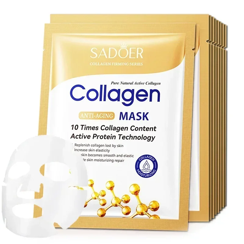 

10pcs SADOER Collagen Anti Wrinkle Face Mask Moisturizing Anti aging Repair Brightening Facial Masks Skin Care