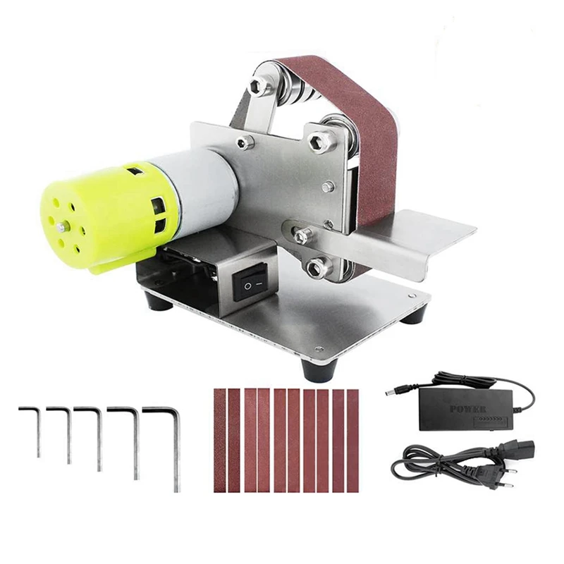 

Belt Sander Electric Sanding Polishing Grinding Machine 7 Variable Speed 10 Sanding Belts For Polishing Wood EU Plug Silver