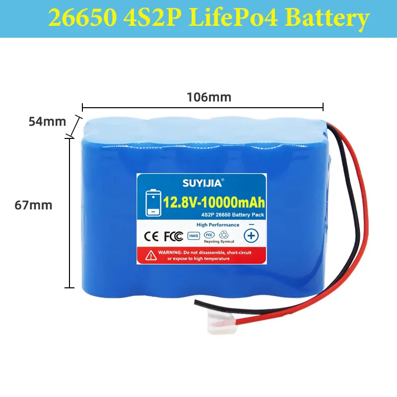 26650 Lifepo4 4s Battery Pack 12.8V 5000mAh-25Ah 12v with PCB for Cctv Camera Pro Power Tools LED Amplifier Router Heating view 3