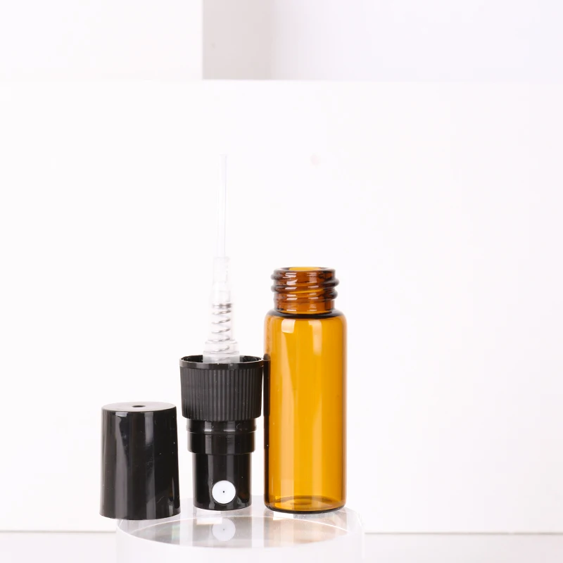 Hot sale 50/batch 3ml brown glass perfume bottle cologne essential oil ultra fine mist spray bottle mini travel essential