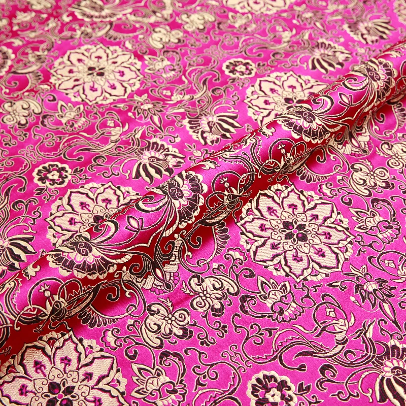 Flower satin attire fabrics brocade jacquard fabrics brocade material for sewing cheongsam and kimono