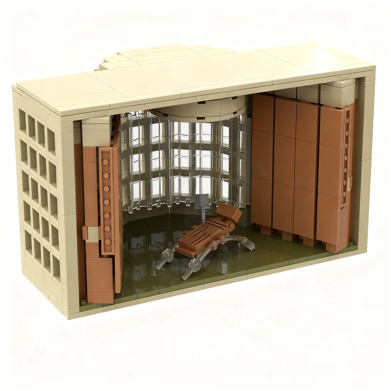 647pcs MOC The Brutalist - Van Buren's Library Architecture Model Building Blocks Construction Christmas Gift Toy Display DIY
