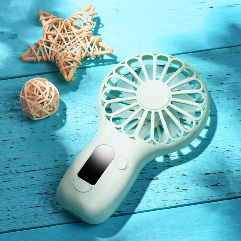 【ALLOWANCE】Desktop Fans Display Screen Mini Handheld Fan USB Charging Rechargeable Portable Office Outdoor Travel