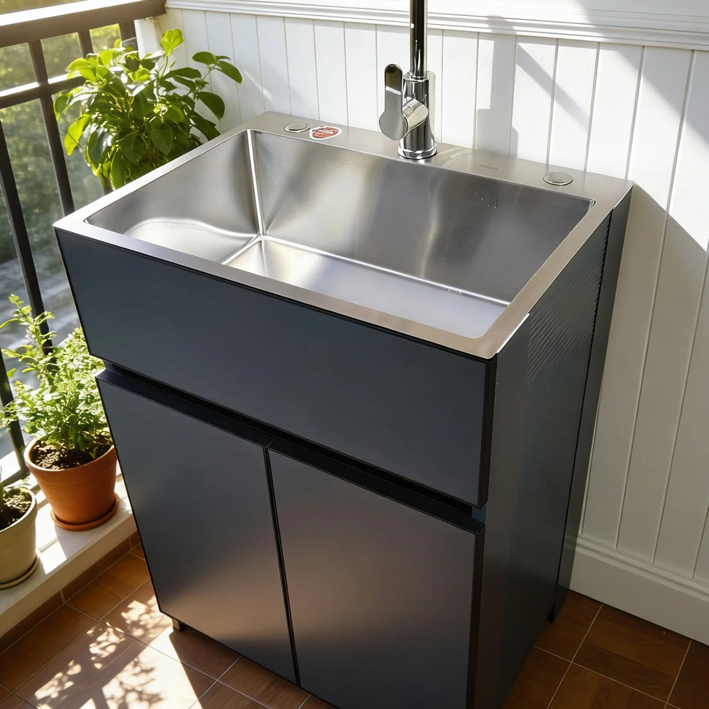 Balcony Space Aluminum Laundry Pool Integrated Cabinet Stainless Steel Sink Cabinet Dishwasher Kitchen