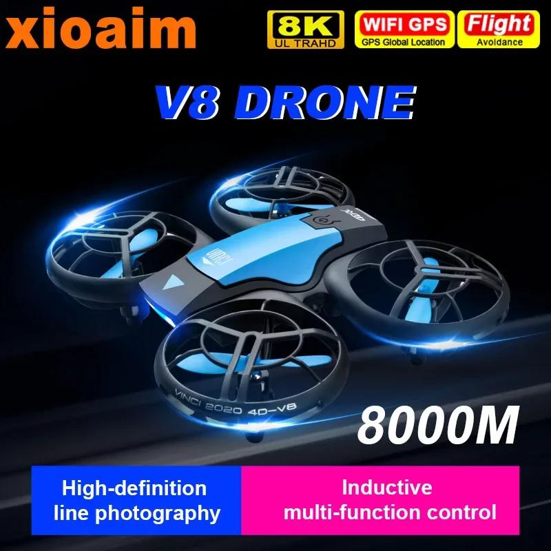 For Xiaomi Mini V8 Drone 4K 8K HD Camera Drones WiFi FPV Air Pressure Height Maintain Foldable Quadcopter RC Drone for Toys