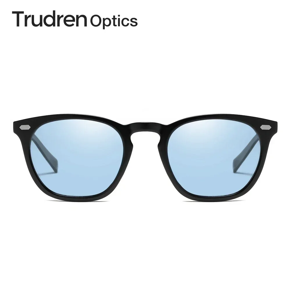 Trudren Photochromic Polarized Sunglasses for Women Mens Horn Rimmed Retro Sun Glasses Transition Light Intelligent Lenses 2529