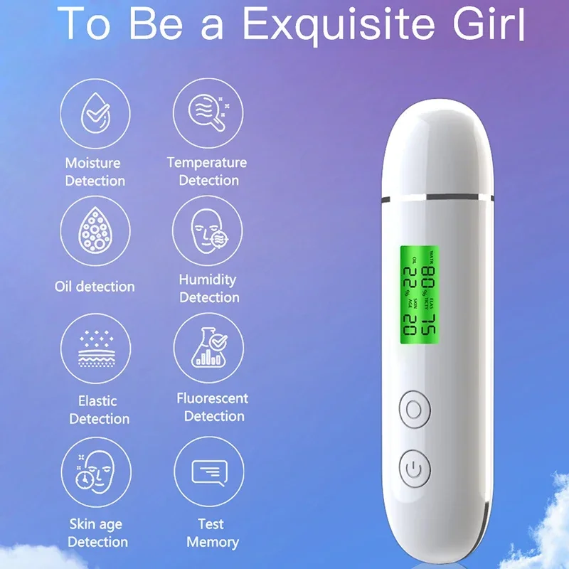 Emeka LCD Digital Skin Detector Pen Face Skin Tester Smart Water Oil Fluorescent Content Facial Moisture Analyzer Skin Care Tool