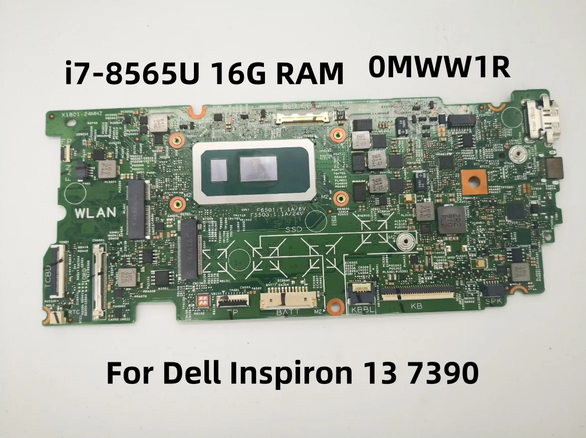 Original For Dell Inspiron 13 7390 Laptop Motherboard With i7-8565U 16G RAM CN-0MWW1R 0MWW1R MWW1R Fully Tested OK