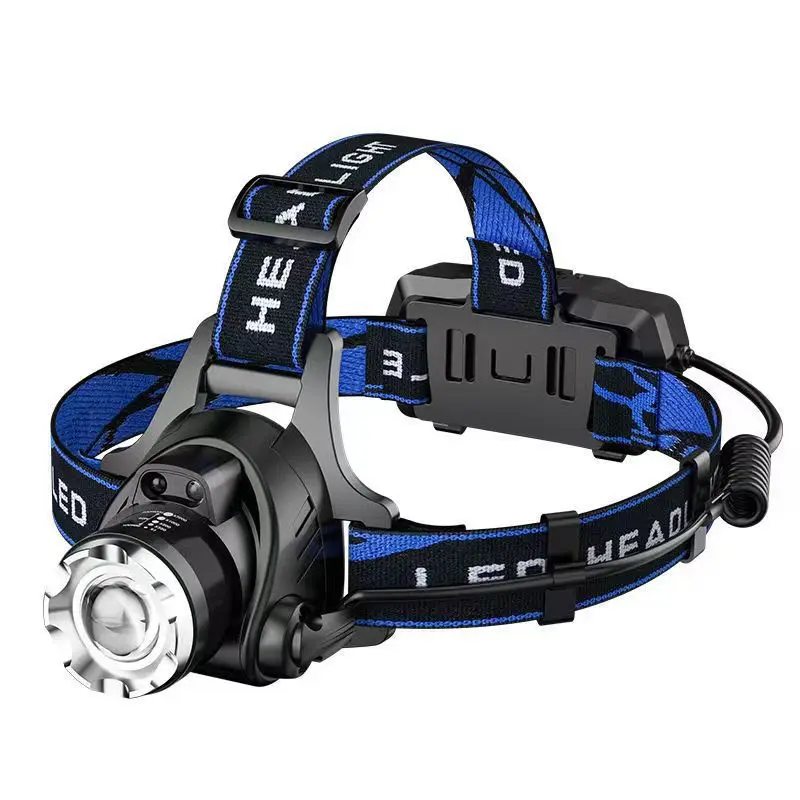 

20 шт., USB-налобный фонарь с индукционным зумом T6, сильный свет, зарядка, уличная яркая светодиодная лампа для ночной рыбалки