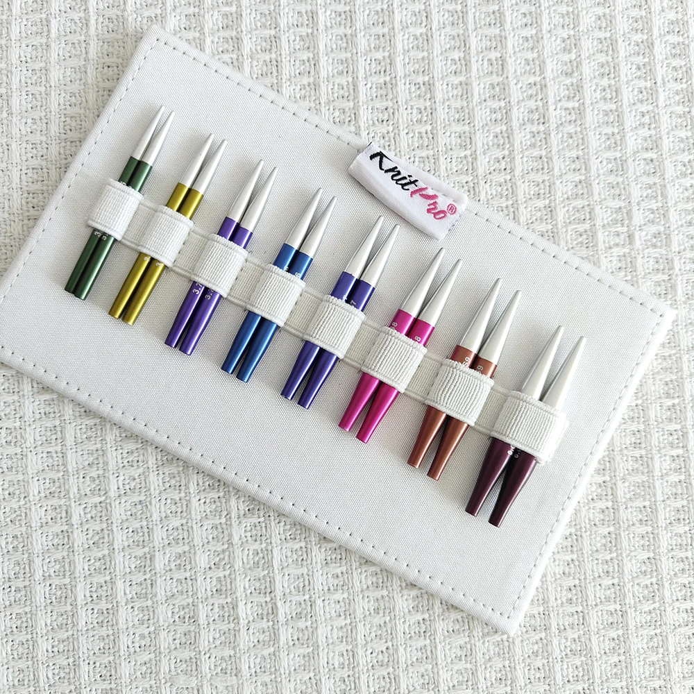 KnitPro 8 Pairs Zing Aluminium Mini Interchangeable Needles Set, 2\'\' / 5cm IC Circular Needles