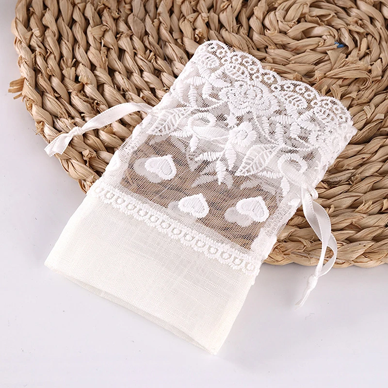 Bolsa con cordón para joyería de encaje, embalaje de dulces de Navidad, bolsas de bolsillo, paquetes artesanales, bolsas de regalo de boda para invitados