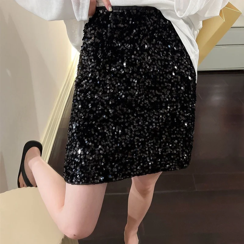 Herfst metallic korte minirokken met lovertjes paars zwart