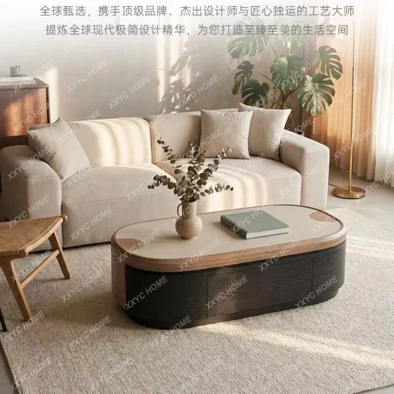XXMedieval style living room retractable coffee table advanced sense multi-functional coffee table with storage
