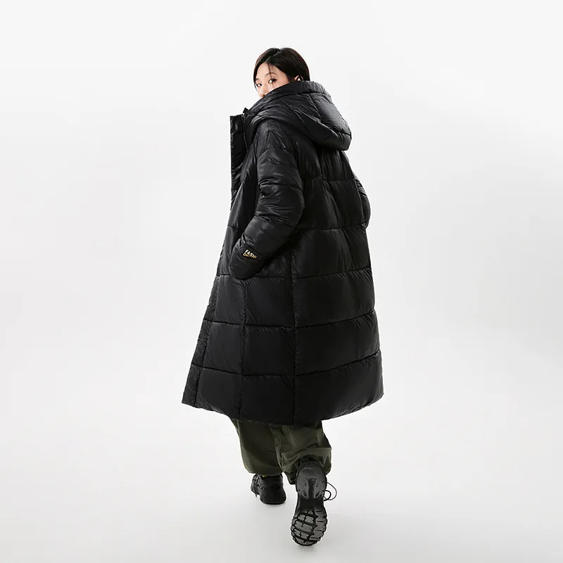 Winter Women Black Long Parka Down Cotton Puffer Jacket Hooded Long Sleeve Thick Warm Streetwear Snowsuit Korean Casual Coat