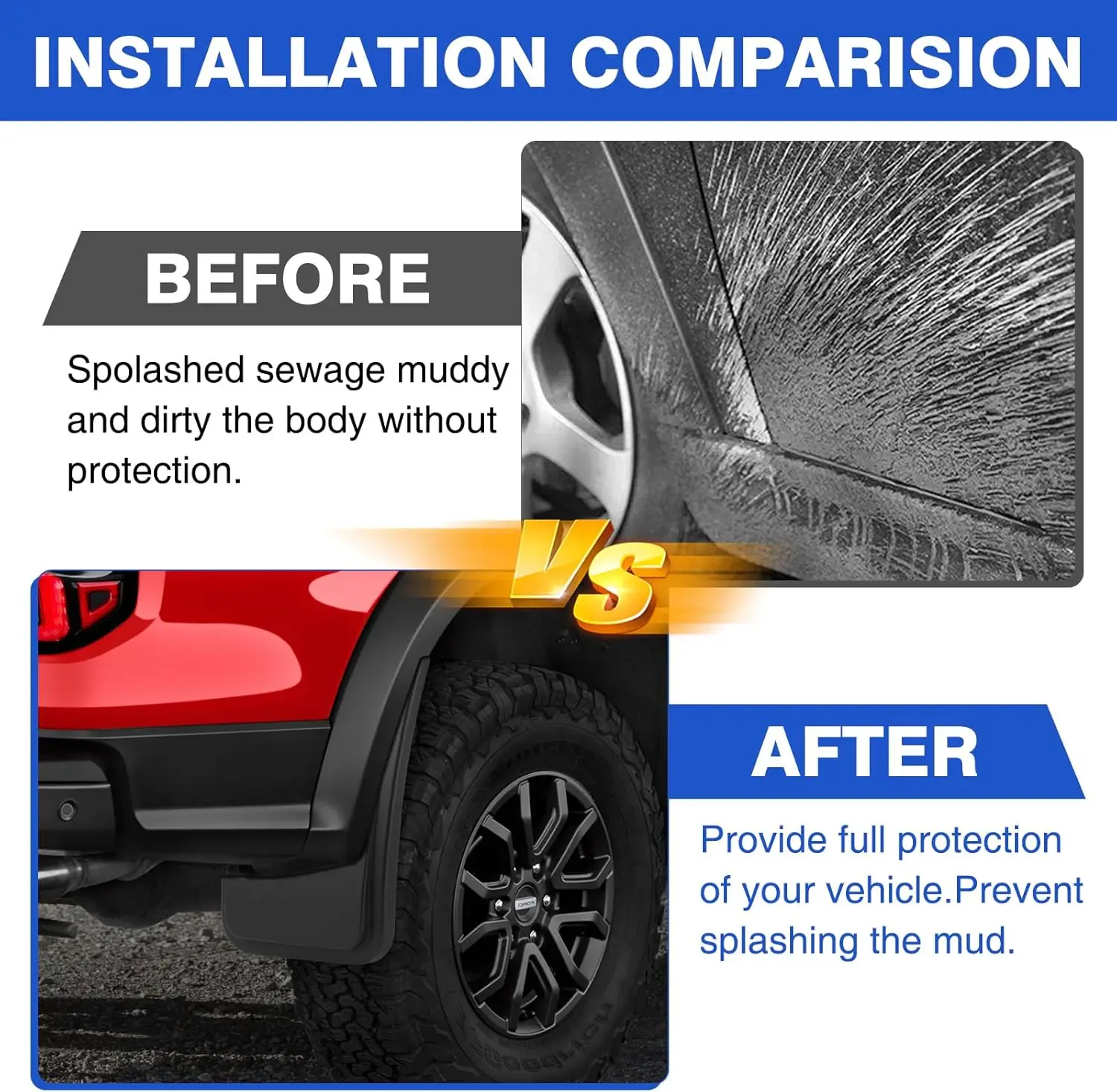 Mud Flaps For Ford Ranger US Version 2024-2026 Mudflap Fender Flares Splash Guards 4PCS Car Mudguards Exterior Accessories view 5