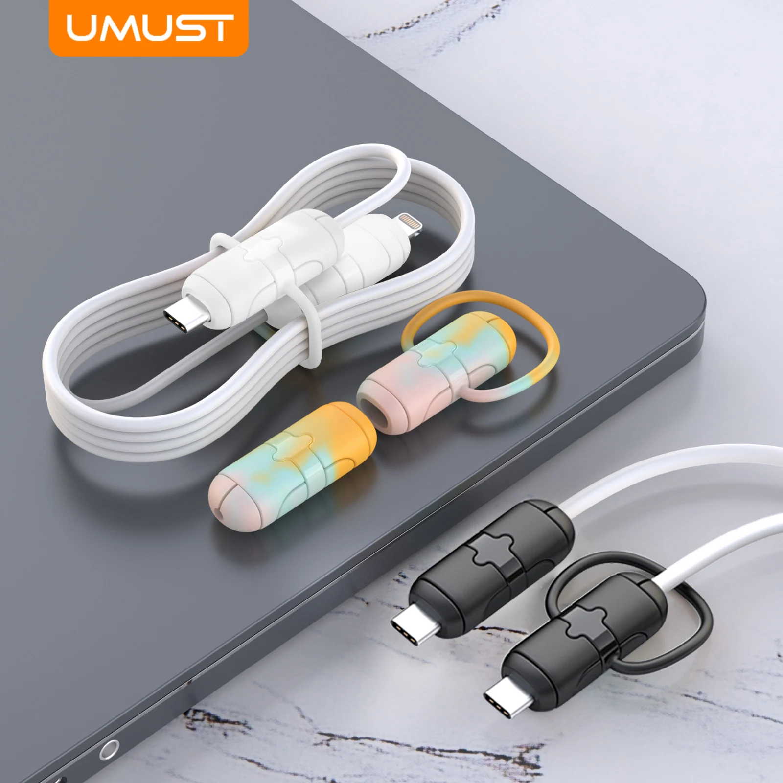 UMUST Charging Cable Silicone Protector USB Cable Protector Case, Anti-break Sleeve for Type-c/iPhone/Android/Headphone Cables