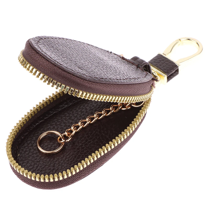 Unisex PU Leather Car Key Wallets Women Couples Zipper Door Keys Storage Mini Portable Multi-function Simple Solid Protection