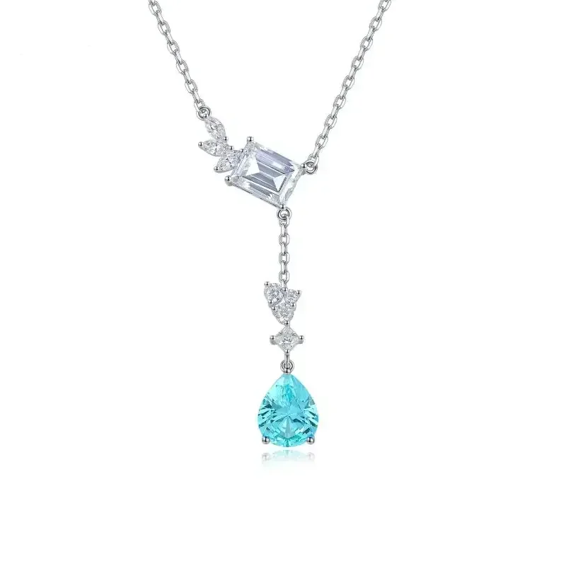 

Pirmiana 2023 Hot Sale 2.57ct Pear Shape Lab Grown Paraiba Sapphire Necklace S925 Silver Engagement Women