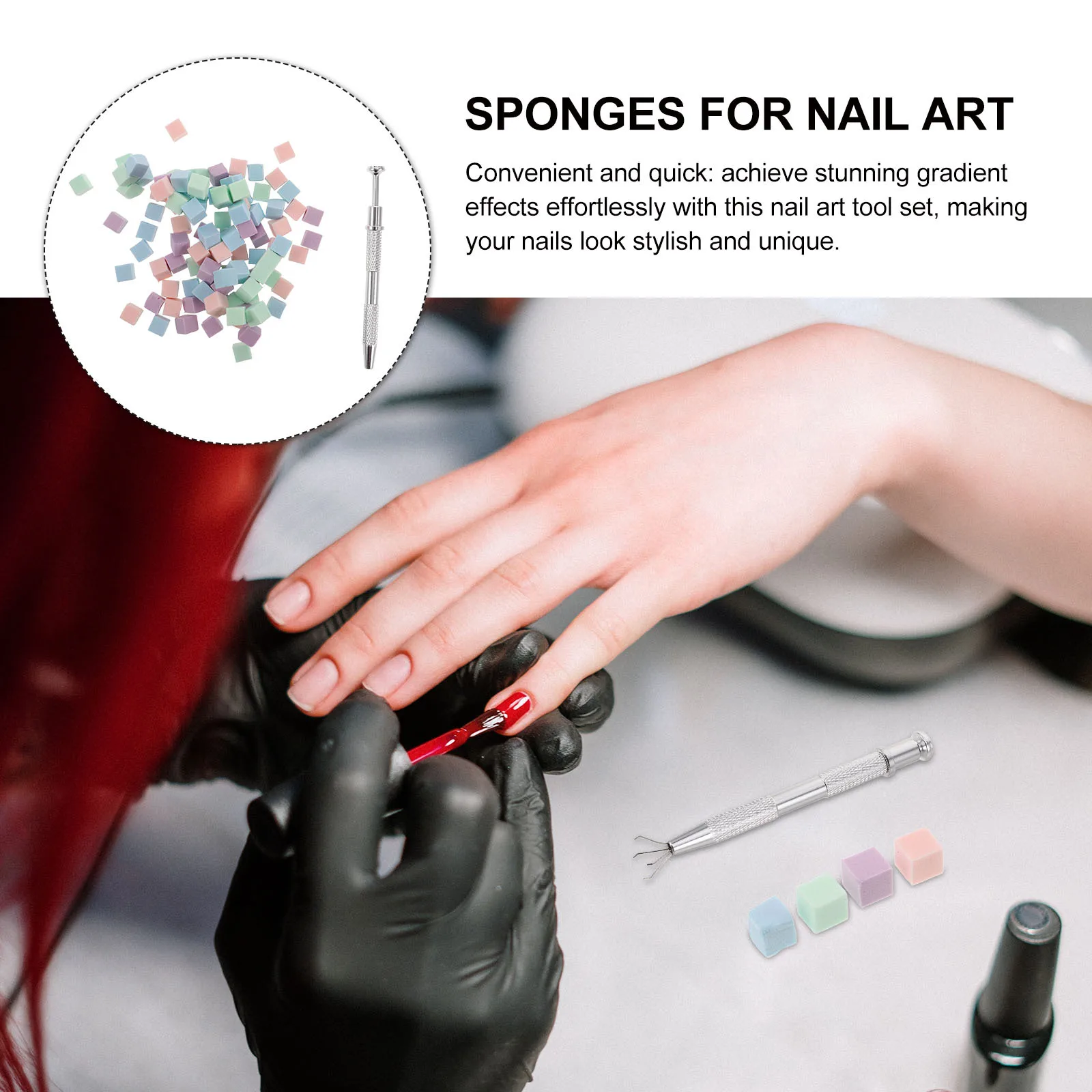 

Nail Tool Set Gradient Soft Mini Square Sponges Blush Colorful Grabber Pen Quick Nail Art Supplies Polish Gel Polishing Sponges