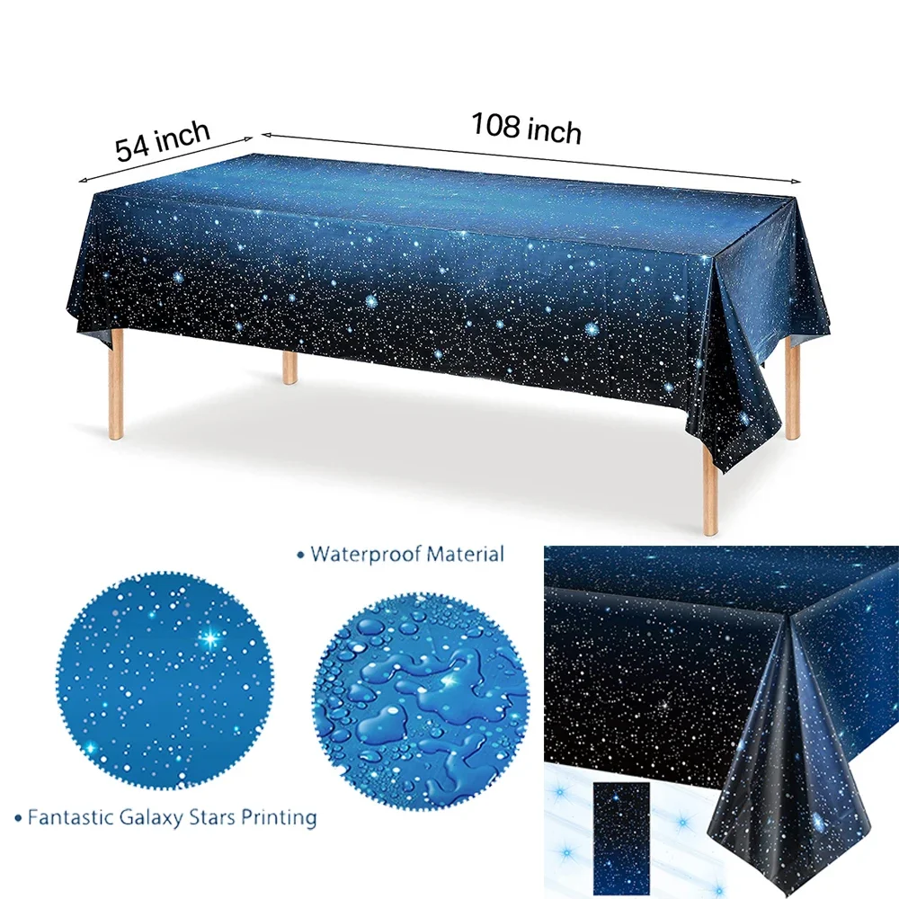 Outer Space Planet Party Tableware Tablecloth Plates Banner Foil Astronaut Balloon for Kids Galaxy Starry Night Party Decoration