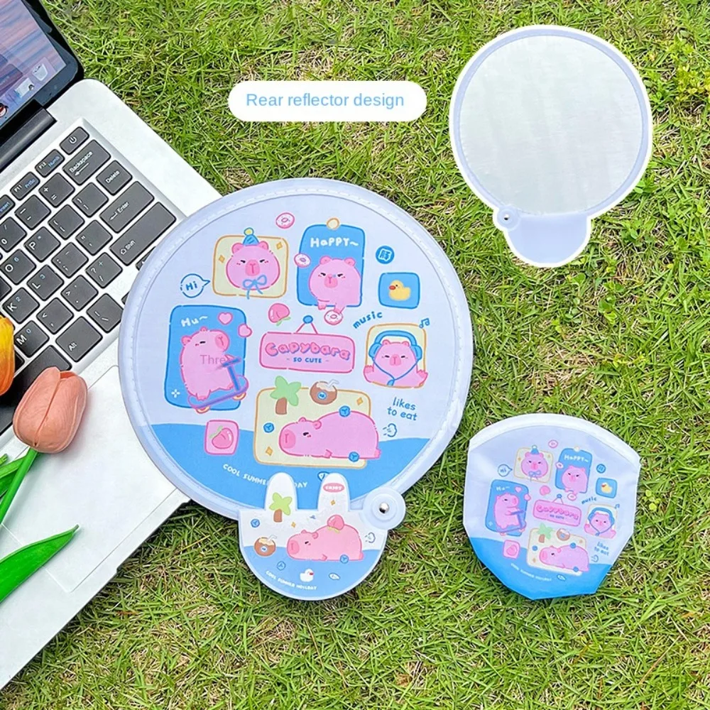 Foldable Cartoon Selfie Reflector Dual Use Lightweight Cartoon Reflector Folding Fan Portable Cute