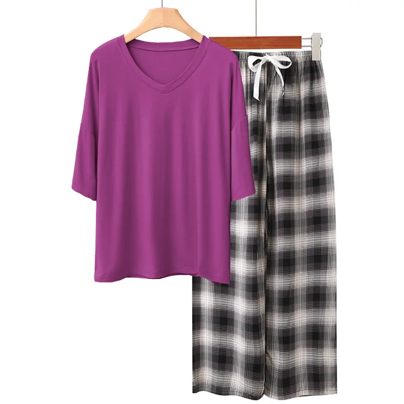 

Fashion Printed Loose Pajamas Sets New Modal Soft Women's Home Clothes Lounge Wear Sleepwear For Sleeping Pyjamas Femmes Suit