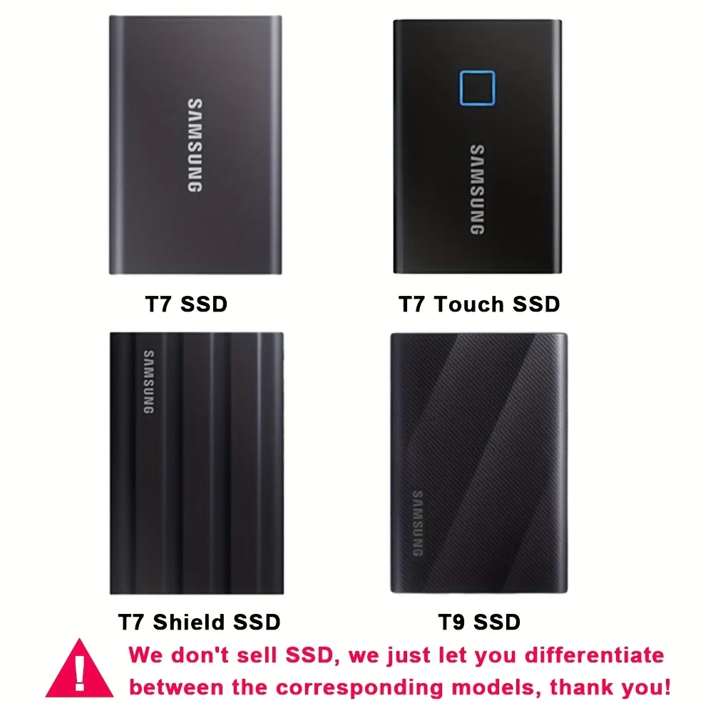 Newest Portable Double Protective Carrying Case Cover for Samsung T7/T7 Touch/T7 Shield/T9 500GB 1TB 2TB SSD Solid State Drive