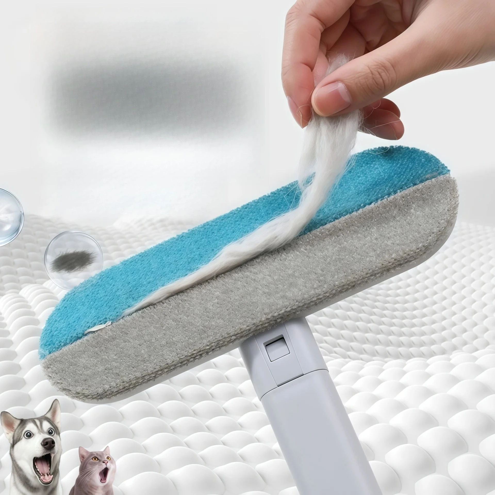 Pet Hair Removal Set Tool Reusable Static Removal Gloves Double-Sided Cat Grooming Gloves Remove Dog Fur Hair for Carpets Sofa