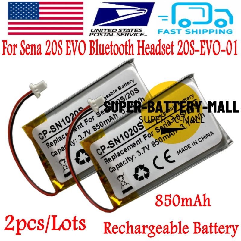 

2pcs 850mAh Rechargeable Battery For Sena 10S Motorcycle Bluetooth Headset
