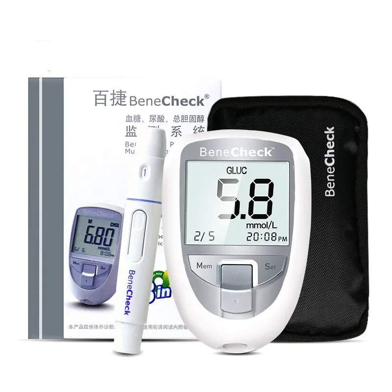 BeneCheck 3-in-1 glucose, uric acid and cholesterol glucose meter kit Diabetes gout monitoring device and test paper^^